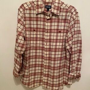 Patagonia Men’s Red and Cream Pima Cotton Shirt